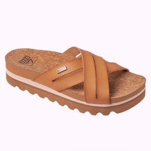 REEF Cushion Bloom Hi Platform Sandal Vegan Leather X Strap Women's Size 8(NWOT)